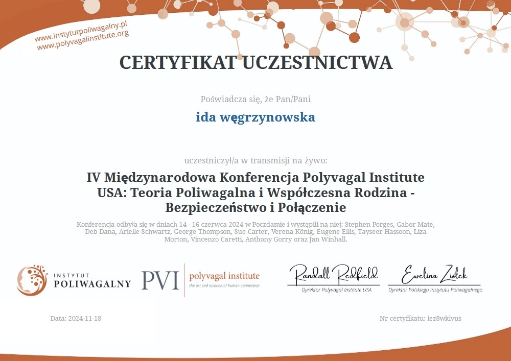 Certyfikat teoria poliwagalna i praca z ukladem nerwowym