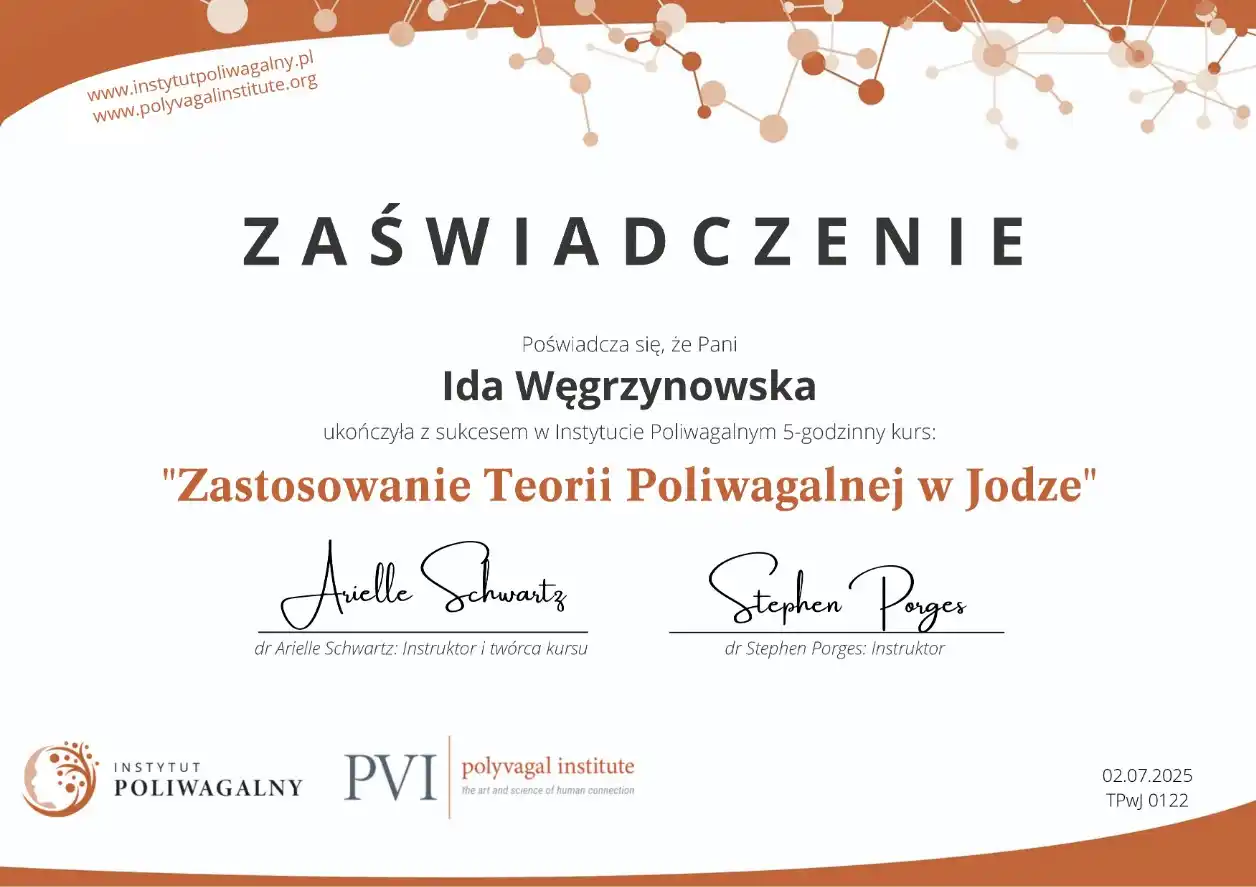 Certyfikat zastosowania teorii poliwagalnej w jodze